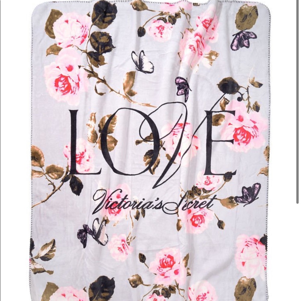 Victoria Secret Love Floral Sherpa Blanket